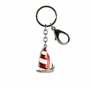 50298 Llavero Velero Metal Plata Rojo Blanco 10cm - Imagen 1 de 1
