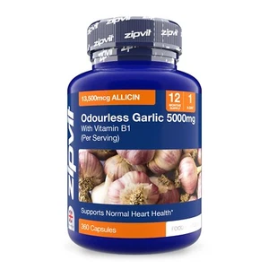 Zipvit Odourless Garlic 5000mg Capsules with Vitamin B1, Supports Heart Health - Picture 1 of 5