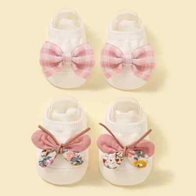 Baby Cotton Socks with Bow for Girls, 2pcs - Image 1 of 4