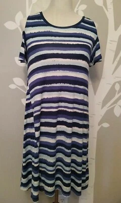 Vestido de ombro feminino listrado azul Cherokee médio - Imagem 1 de 4