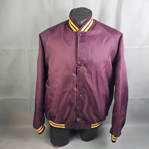 Vintage ASW Mens Satin Jacket Size X-Large Button Snap Quilt Lined Maroon USA - Picture 1 of 14