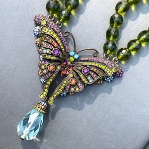 HEIDI DAUS Madame Butterfly Necklace Crystal  Estate Jewelry Pre-Owned Signed  - Picture 1 of 18