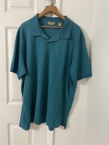 Roundtree & Yorke Polo Mens XXL Gold Label Teal Blue Short Sleeve Shirt Cotton - Picture 1 of 3