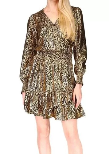 Abito Julia nuovo con etichette Michael Kors donna stampa pelle di serpente lamina taglia 1X prezzo al dettaglio $165