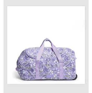 Vera Bradley LU Wheeled CarryOn Wild Roses Lavender Luggage Travel FREE GIFT - Picture 1 of 4