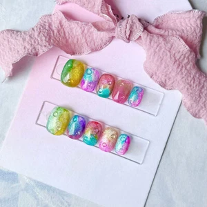 Handmade False Nail Gradient Rainbow Press on Nails for Nail Art - Bild 1 von 25