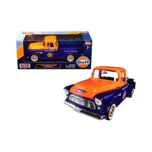 1955 CHEVROLET 5100 STEPSIDE PICKUP TRUCK "GULF" DARK BLUE 1/24 MOTORMAX 79651 - Picture 1 of 4