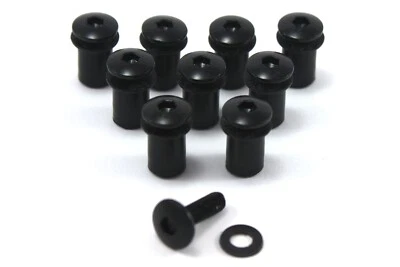 Black Motorcycle Screen Bolts Fairing Bolt Fixings & High Quality Well Nuts x 10 - Image 1 of 4