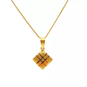 22ct Yellow Gold Diamond Cut Shiny Kite Pendant & Necklace 16"inches - Picture 1 of 8
