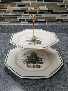 Nikko Christmastime Two Tier Server desserts sweets Japan RETIRED - Picture 1 of 9