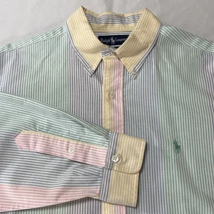 Polo Ralph Lauren Pastell Vertical Stripe Long Sleeve Button Up Shirt Men’s L - Bild 1 von 14