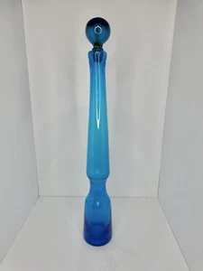 Vintage MCM Indiana Hand Craft Glass 6540L Kingstown Decanter In Horizon Blue - Picture 1 of 8