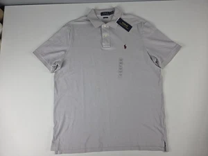 Neu mit Etikett Polo Ralph Lauren kurzärmliges Poloshirt klassischer Passform für Herren weich grau Large - Bild 1 von 10
