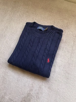 Jersey trenzado Polo Ralph Lauren azul marino talla M- clásico y elegante - Imagen 1 de 4