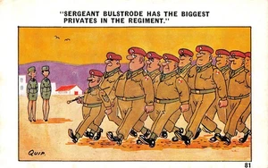 POSTCARD COMIC MILITARY MARCHING SGT BULSTRODE BIGGEST PRIVATES IN ARMY - Picture 1 of 2