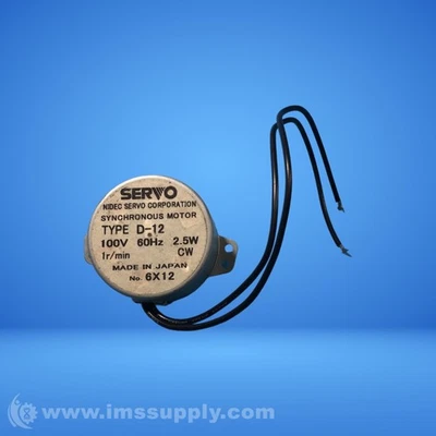 Nidec Corp D-12 Synchronous Motor, 100V 60Hz, 2.5W FNIP - Image 1 of 4