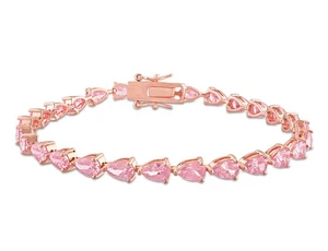 13.50 Carat (ctw) Lab-Created Pink Sapphire Tennis Bracelet Rose Silver - Picture 1 of 5