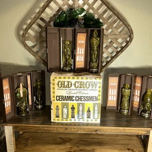 Case Of 6 Old Crow Chessmen Ceramic Decanters in Original Boxes & Rare Case Box - Picture 1 of 14