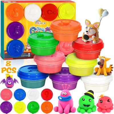 8 Colori Argilla Da Modellare Bambini, Argilla Colorata, Argilla Bambini Magica, - Immagine 1 di 4