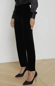 Samt Anzughose sexy Boohoo schwarz hoher Bund Satin Taille Stretch Hose Pant 4 - Bild 1 von 5