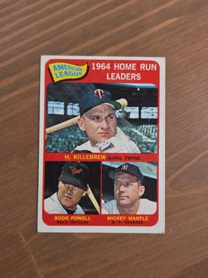 BOOG POWELL MICKEY MANTLE 1965 TOPPS 1964 JONRONES LÍDERES #3 *Sin pliegues* Foto 1 de 4