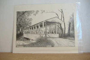 ~DIEHL'S~COVERED BRIDGE~LITHOGRAPHIC PRINT~WM ERNY~ - Bild 1 von 1