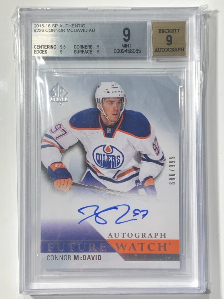 2015-16 SP Authentic CONNOR MCDAVID RC AUTO FUTURE WATCH ROOKIE /999 BGS MINT - Image 1 of 2