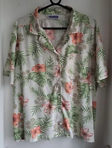 Vintage Women's Tropical Hibiscus Hawaiian Cotton Shirt 53"-134.5cm  (283RL) - Picture 1 of 3