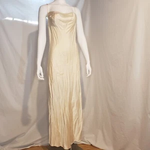 Victoria's Secret Seidenslipperkleid Maxikleid Rundhalsausschnitt groß elfenbeinfarben cremefarben - Bild 1 von 6