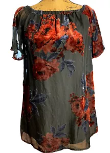 Womens As U Wish black sheer floral Dress/Top. A815504A62-style - Picture 1 of 11