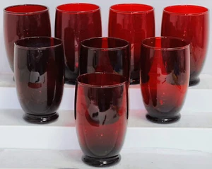 8 Hocking ROYAL RUBY RED 4 3/4" - 12 OZ FOOTED ICED TEA TUMBLERS - Picture 1 of 2