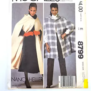 McCall's 8799 Misses Cape Cloak with Hood Sz M Long or Short UC FF VTG 80s - Picture 1 of 6