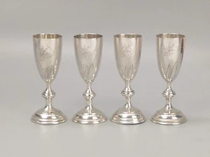 Set of 4 Silver Liqueur Goblets Poland Krupski and Matulewicz Warsaw c1935 - Picture 1 of 9