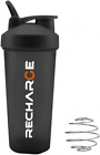 RECHARGE – Protein Powder Shaker Bottle with Mixer Ball, Leak-Proof Screw-On Lid