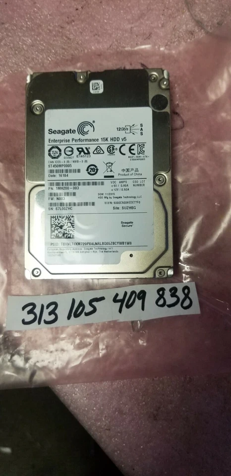 Seagate 450GB 15000RPM SAS 12Gb/s 2.5-inch Hard Drive  ST450MP0005 FW:N003  - Image 1 of 1