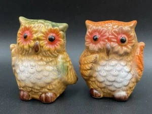 Owl Salt and Pepper Shaker Set Multicolor W Stoppers 2”- Adorable! - Picture 1 of 8