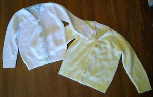 2 Vintage Baby Sweaters Acrylic Yellow, White EUC - Picture 1 of 7