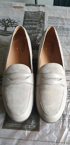 Clarks slip on loafers size 5 genuine leather and suede light gray UK size 5