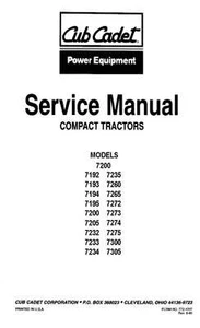 Cub Cadet 7000 Series  Compact Service Manual Model No - Picture 1 of 2