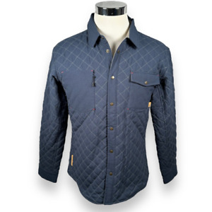Western Rise Mens Airloft Shirt Jacket Blue Waist Snap Quilted Collar Pockets M