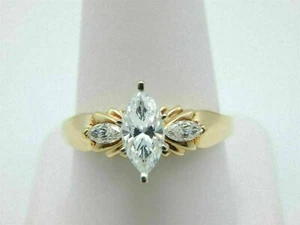 2.00 CT Marquise Simulated Diamond Women's Ring 14K Yellow Gold Plated - Picture 1 of 3