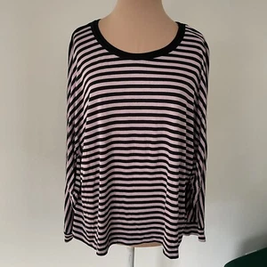 Adidas x Stella McCartney Yoga Striped Tee Viscose Batwing Top Z01476 NWT Size M - Picture 1 of 14