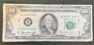 1974 New York $100 One Hundred Dollar Bill Federal Reserve Bank Note Vintage