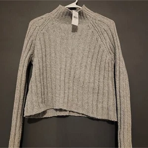 American Eagle Damen kleiner NEU grauer superweicher Grobstrickpullover mit Stehkragen - Bild 1 von 7