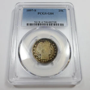 1897 S PCGS G4 - Silver Barber Quarter 25C US Coin #54862B - Picture 1 of 3