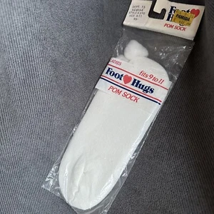 Vintage Pom Pom Socks Women’s White Foot Hugs NOS Sz 9-11 - Picture 1 of 4