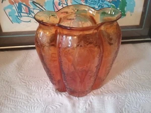CAMBRIDGE Vaso con cuscino ovale alto 9" vetro ambrato Diane - Foto 1 di 7