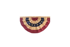 Tea Stained Patriotic Bunting USA 36" x 18" Pleated Banner with Grommets - Picture 1 of 4