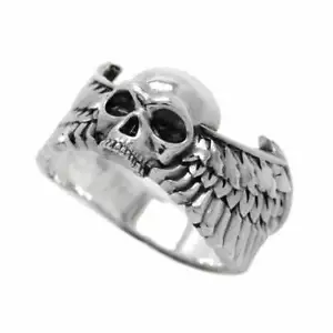 Anillo calavera y alas plata esterlina 925 - Imagen 1 de 12
