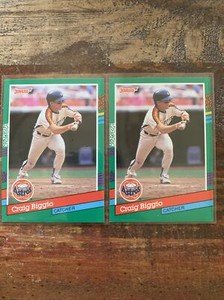 (2) 1991 Donruss # 595 CRAIG BIGGIO Houston Astros HOF Baseball Card
